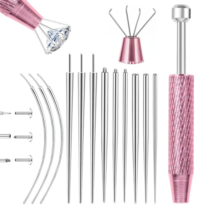 Hualleko 13PCS Piercing Ball Grabber Tool Sets for Changing Jewelry – 14/16/18G Flat Back Earring Insertion Tools, Piercing Tool for Ear/Nose/Eyebrow/Lip Piercings - Image 1